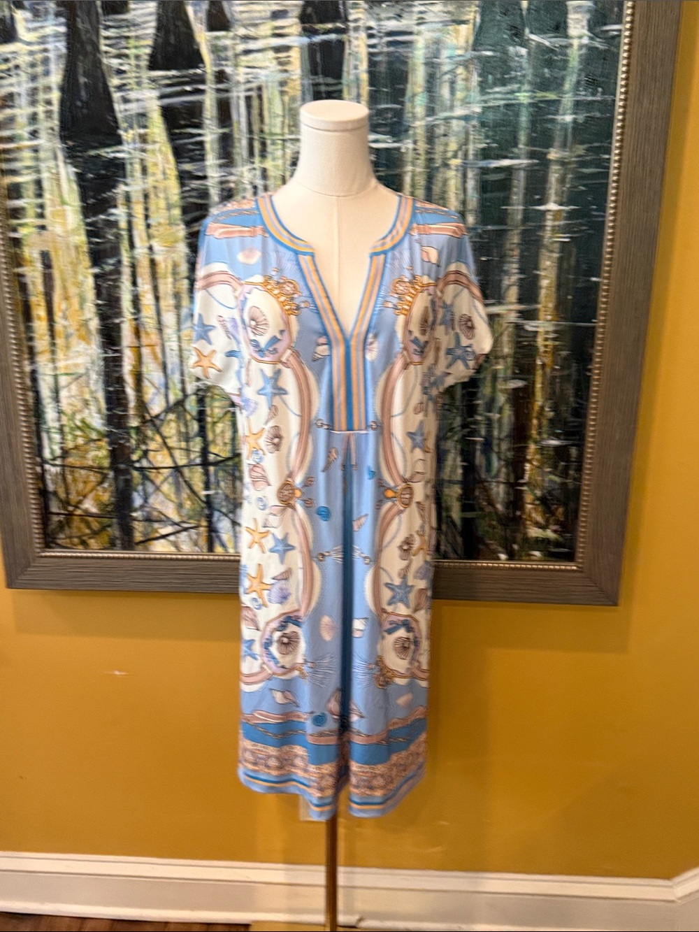 Hale Bob Sea-Print Light Blue Short Dress